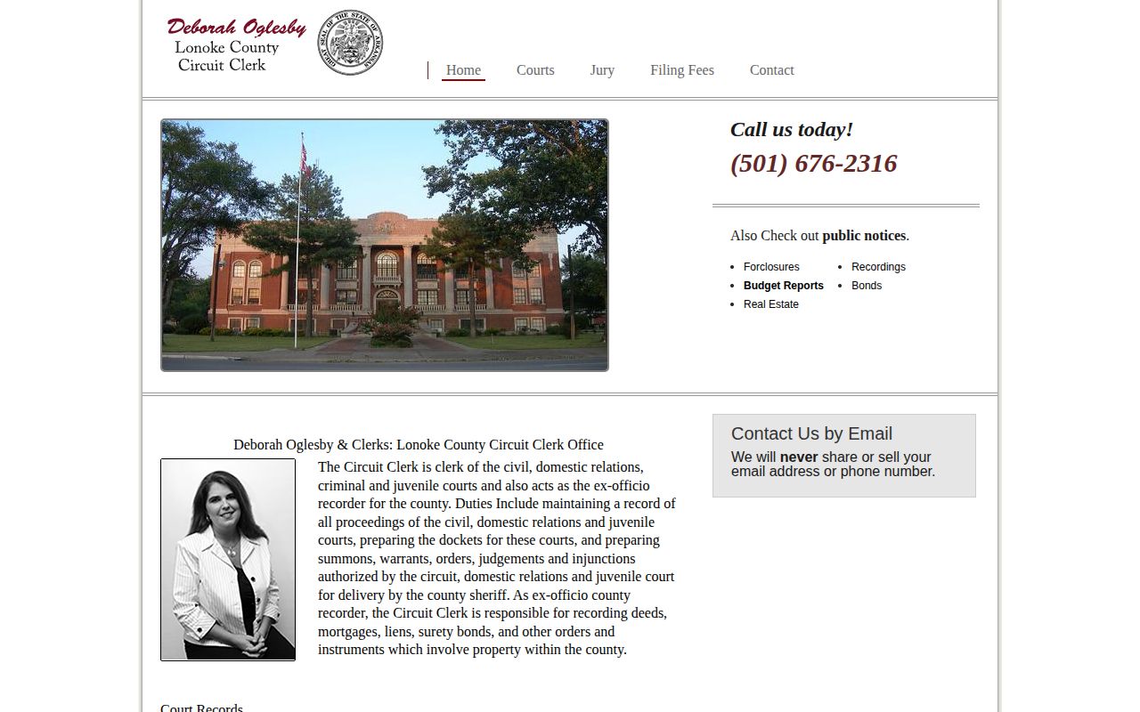 Lonoke Circuit Clerk official court records website