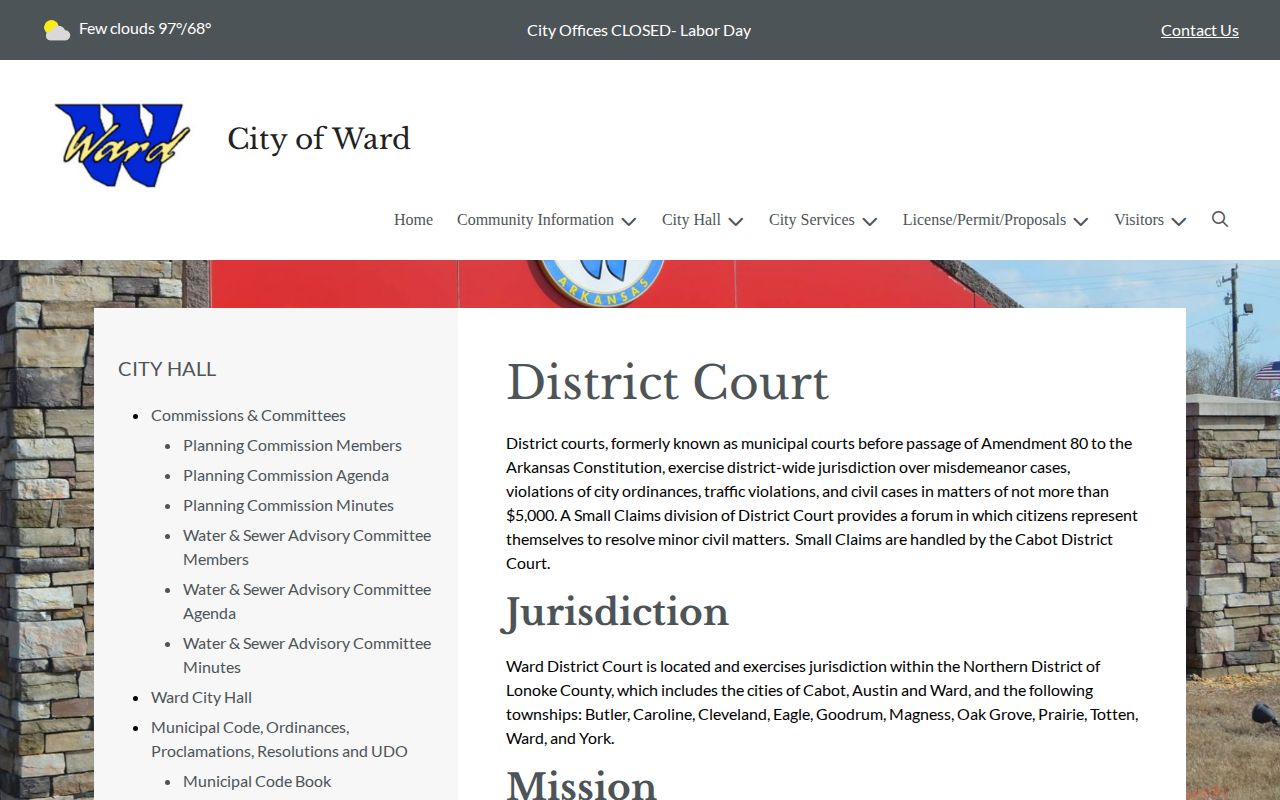 Official Ward District Court webpage describing Northern District jurisdiction